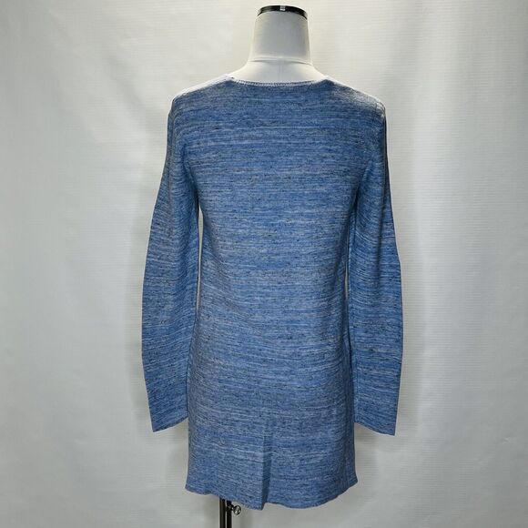 J. Jill Tunic Sweater Top Sm Cotton Linen Long Blue V-Neck Drapey Knit Lagenlook - Picture 3 of 11